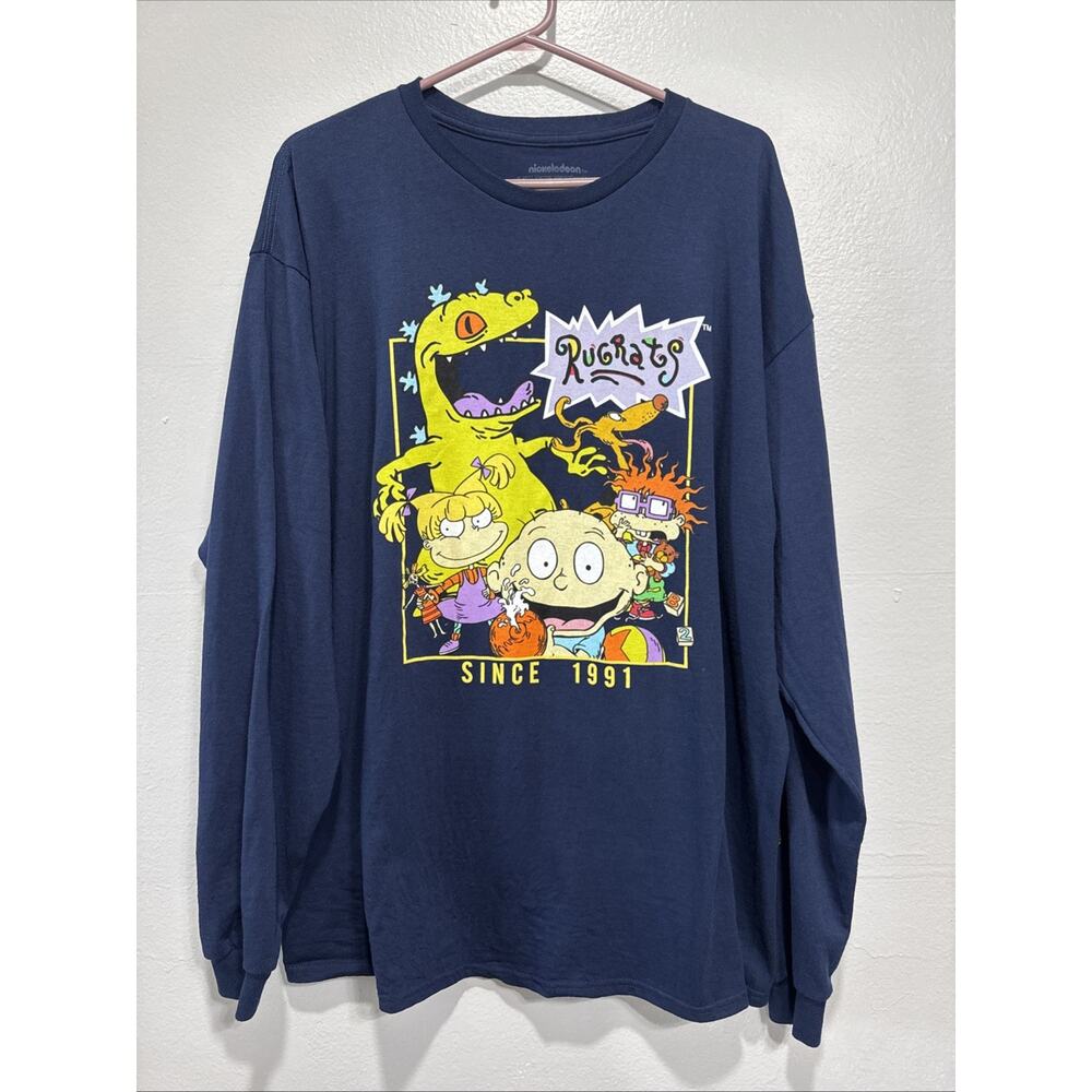 Nickelodeon Mens Sweatshirt Blue Rugrats Since 1991 Long Sleeves Graphic XL Tall